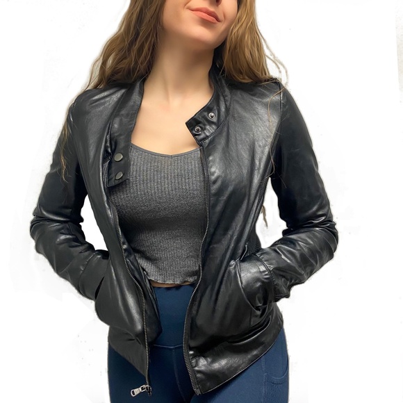 Vintage Point-Zero Laced Back Faux Leather Jacket - Picture 2 of 6